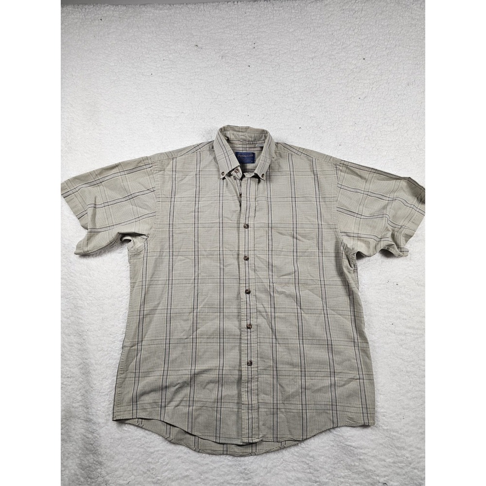 Pendleton Button Down Shirt Mens Medium Beige Pla… - image 4